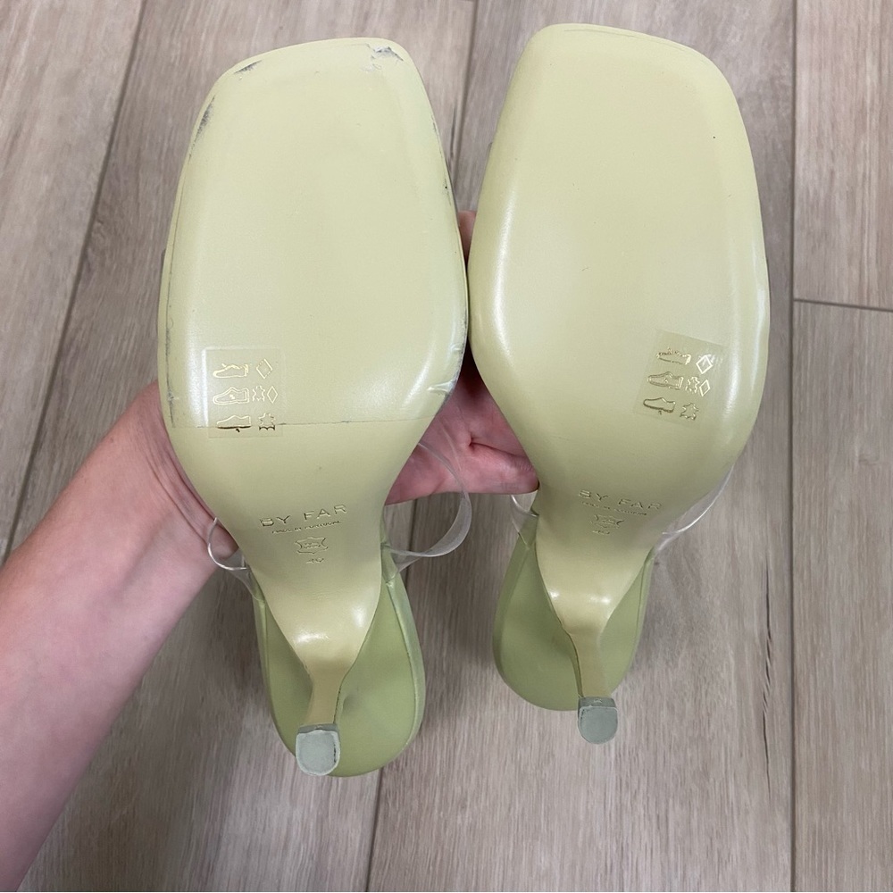 By Far Clara Olive Gloss Leather Mule Sandal - Picture 13 of 16